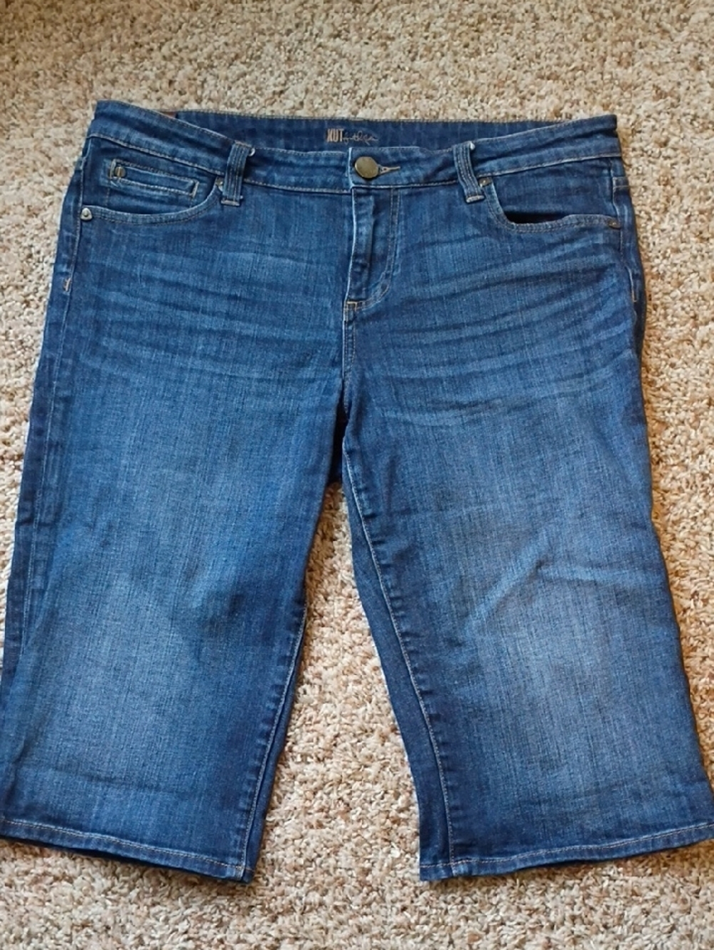Kut By Cloth Women's Dark Blue Denim Bermuda Shorts - Picture 10 of 13